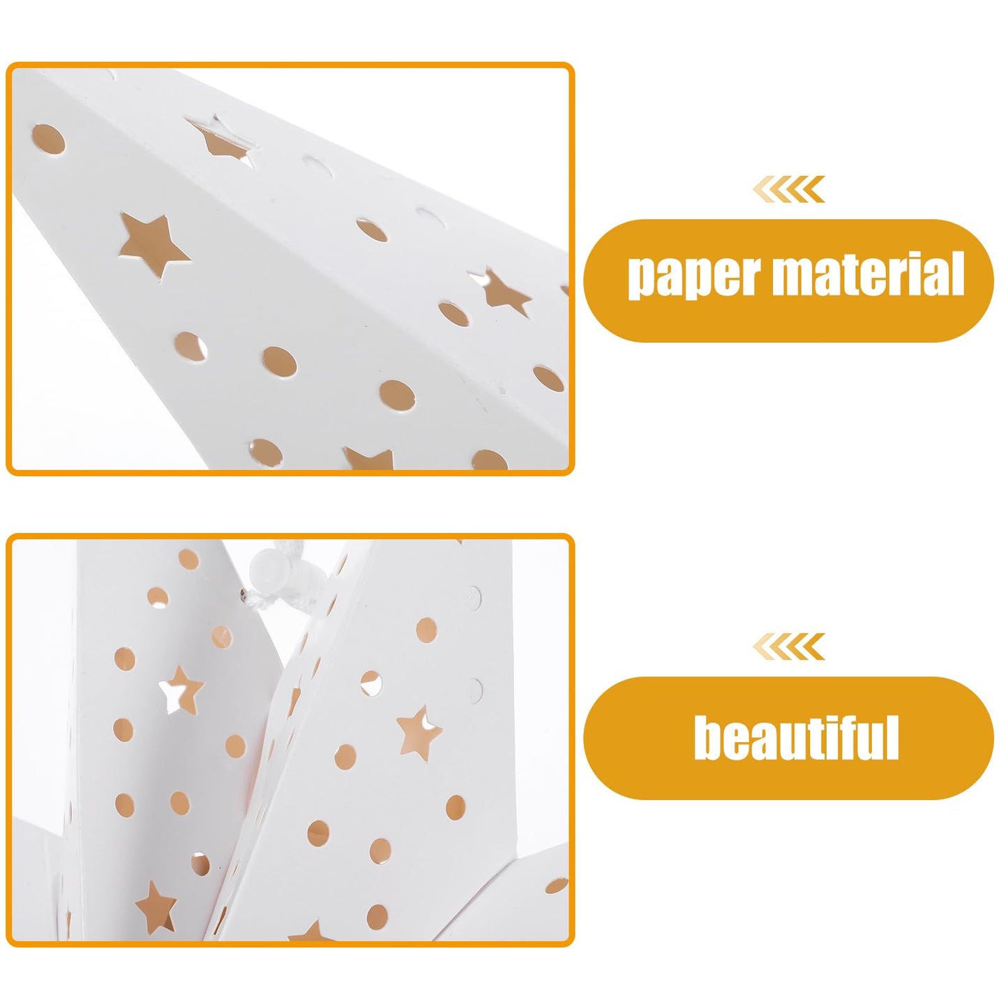 BESPORTBLE 3Pcs White Paper Star Lantern - 35cm Christmas Wedding Party Decor - Hanging Hollow Out Star Paper Lampshade for Holiday New Year Home Decor (Does not Include Lights)
