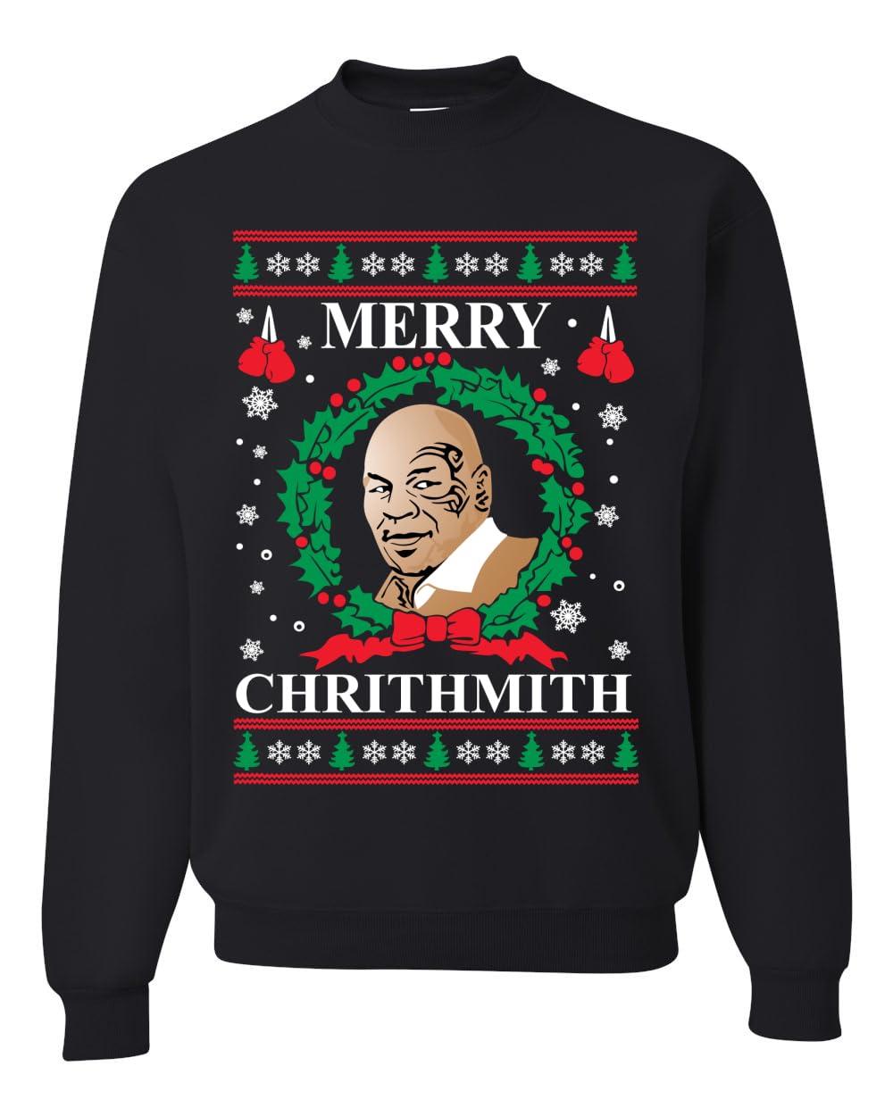 Wild Bobby Merry Chrithmith Ugly Christmas Sweater Unisex Crewneck Graphic Sweatshirt, Black, X-Large