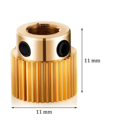 10 Pcs Extruder Wheel 3D Printer Parts Drive Gear Brass Extruder Wheel Gear Compatible with CR-10, CR-10S, S4, S5, Ender 3, Ender 3 Pro (40 Teeth)