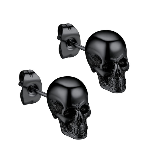 Piercing Skull Earrings for Men Black Stud Earring Punk Gothic Halloween Jewelry