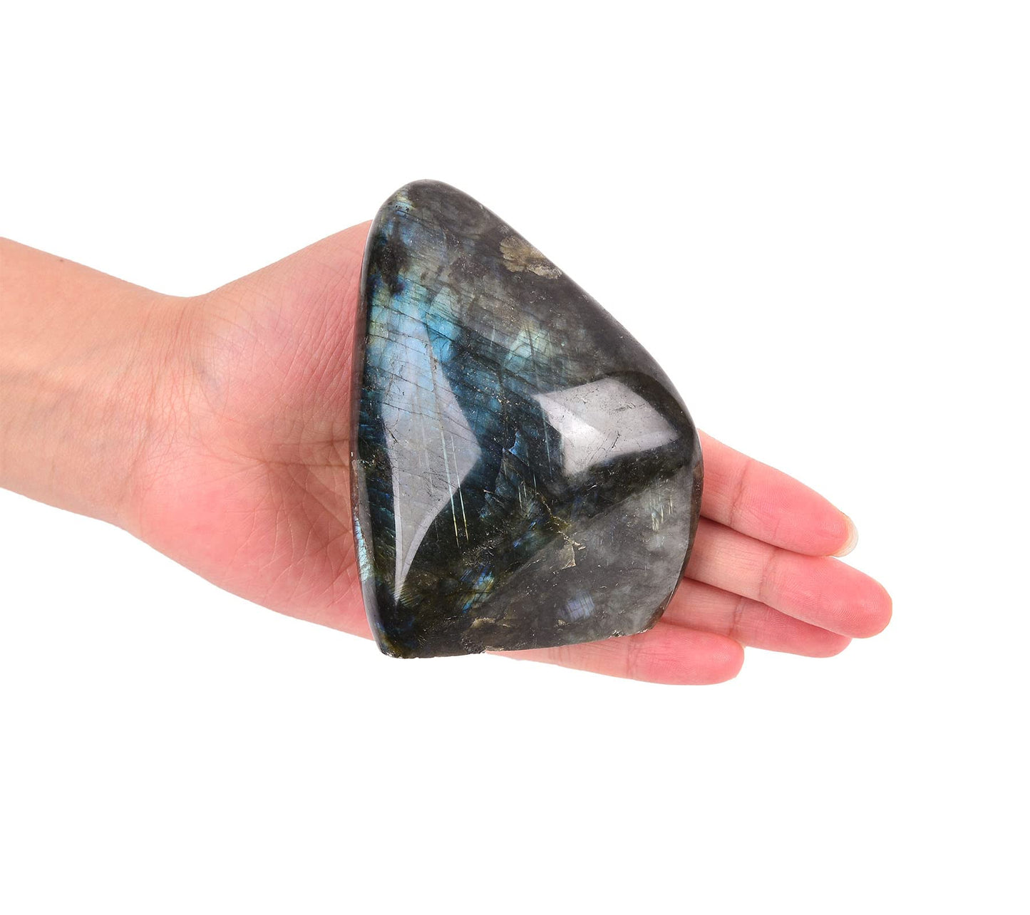 AMOYSTONE Single Decorative Stone Labradorite Polished Stone Slab Crystal Aura Healing Reiki Home Decor Small 0.8-1.3 LBS