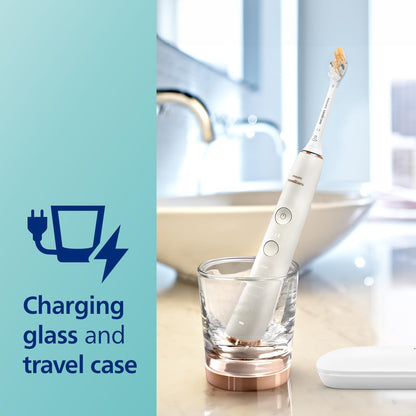 Philips Sonicare DiamondClean Smart 9300 Electric Toothbrush, Sonic Toothbrush with App, Pressure Sensor, Brush Head Detection, 4 Brushing Modes and 3 Intensity Levels, White, Model HX9903/05