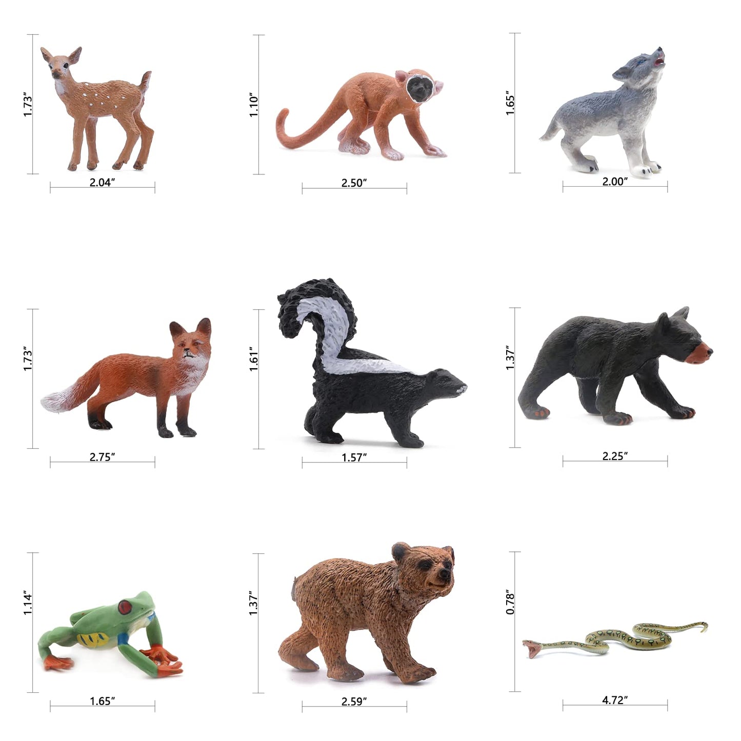 SIENON 18Pcs Forest Animals Figures Toys, Baby Woodland Animals Figurines, Miniature Animals Toys with Owl Hedgehog Fox Squirrels Bear Deer Wolf for Woodland Theme Cake Cupcake Toppers