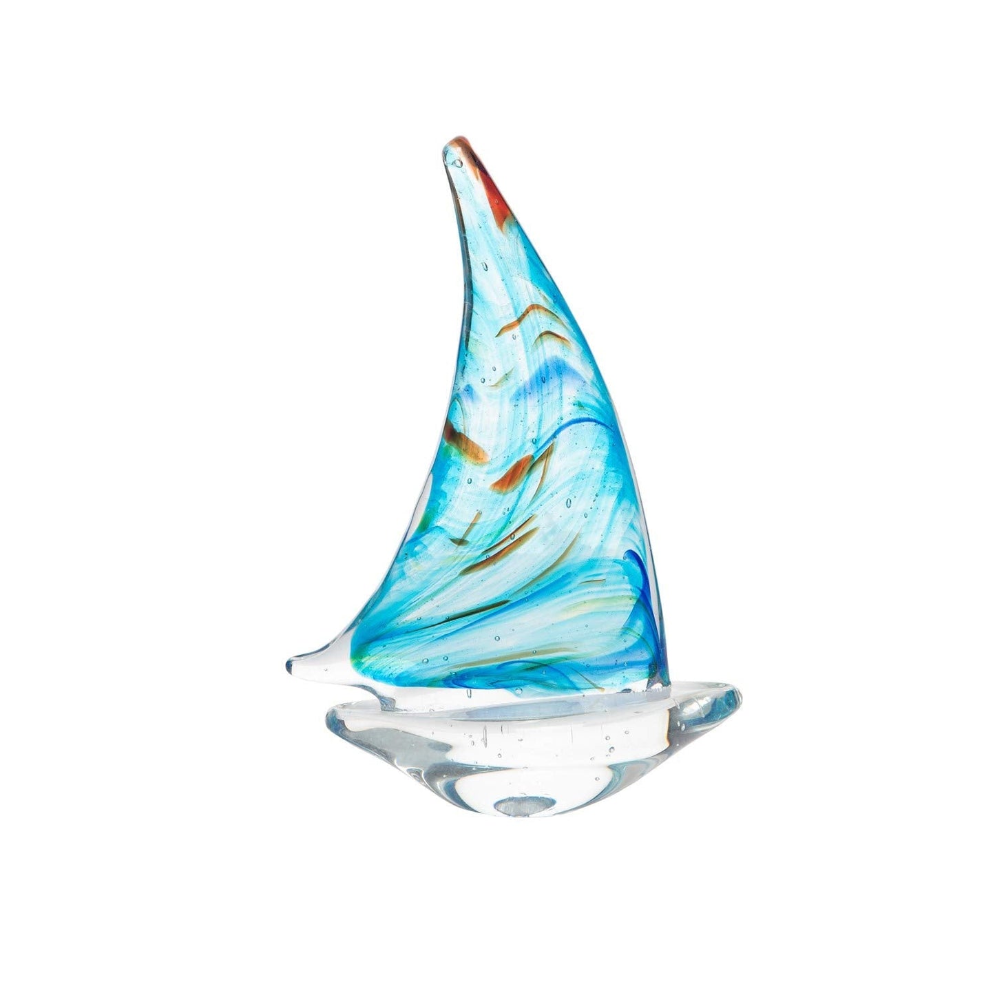 7" Marbled Sail Sailboat Glass Figurine Coastal Beach House Decor