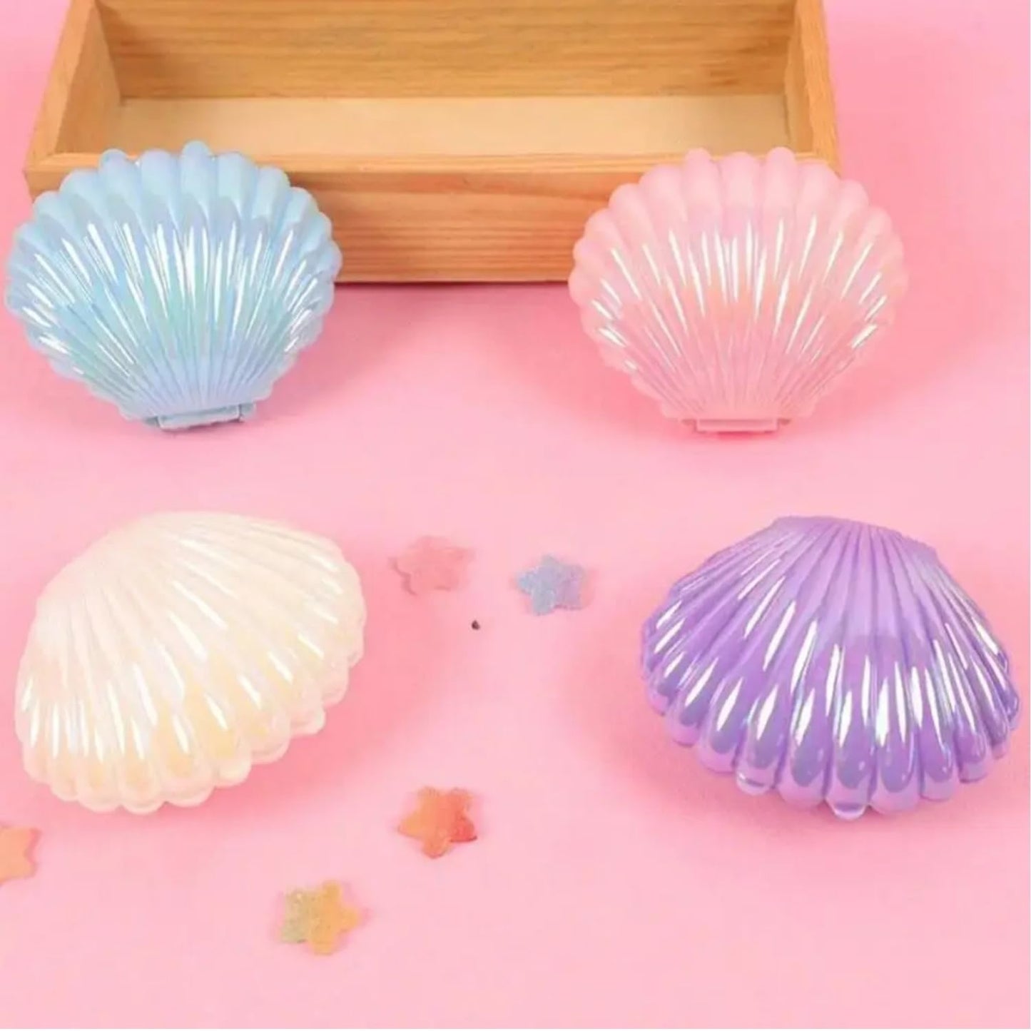 10Pcs Shell Candy Boxes Plastic Plastic Candy Containers Small Gift Box Jewelry Storage Box Seashell Containers Box for Wedding Birthday Baby Shower Christmas Party Favors Home Decor (10pcs)
