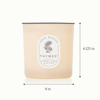 Thymes Noir Woods Scented Candles for Home Decor – Notes of Fresh Evergreen, Smoky Wood & Golden Amber – Luxury Home Fragrance Gifts for Women & Men – (2 Wick Medium Candle, 13oz)