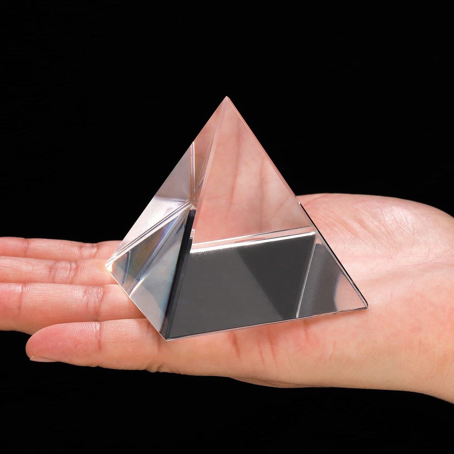 ZEAYEA 3 Pack Clear Crystal Pyramid, 2.4" Crystal Pyramid Prism, Glass Paperweight Pyramids Desk Ornament for Photography, Meditation, Home Office Decor, Gift, Pyramids Collectible