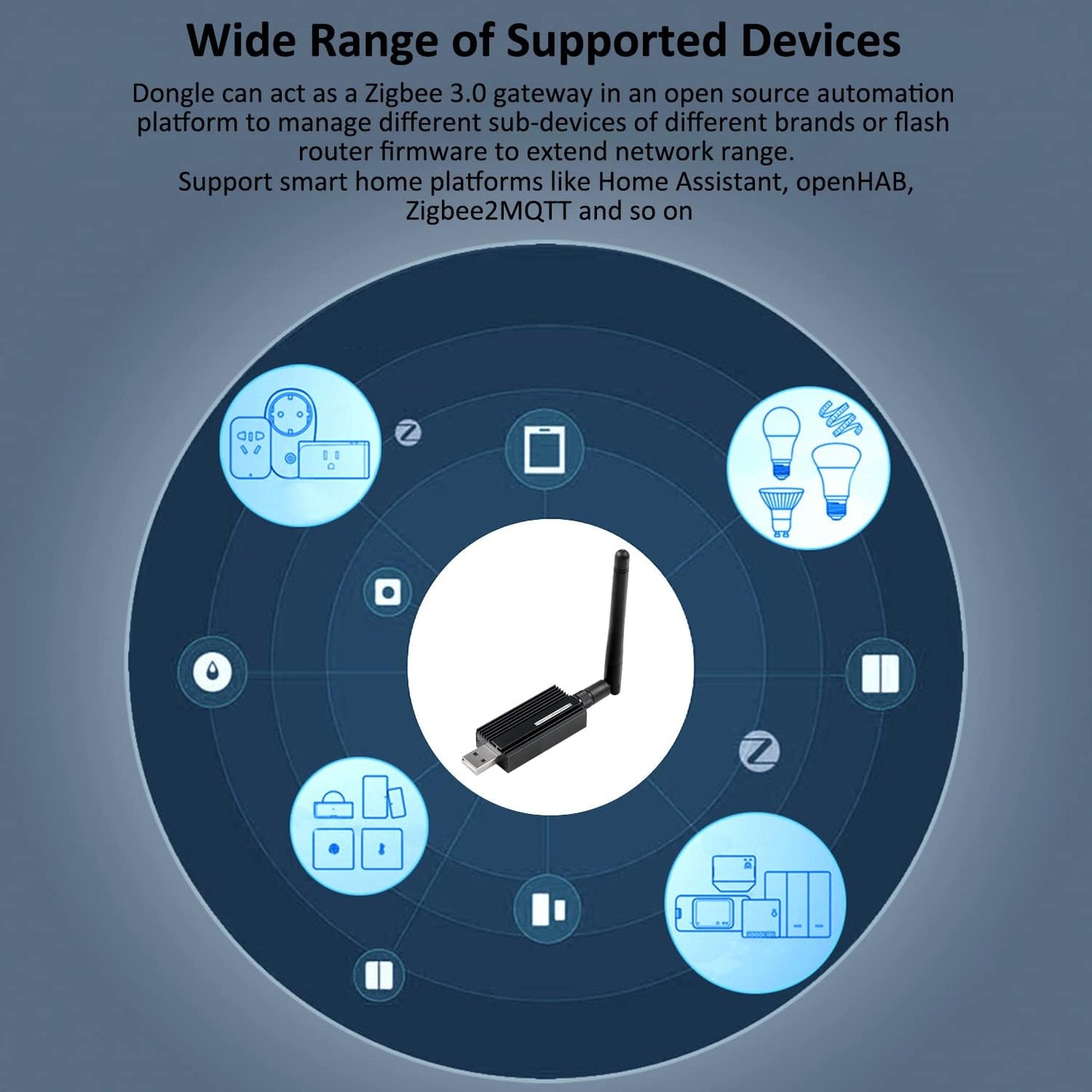 Zigbee 3.0 USB Dongle Plus-E Gateway,Universal Zigbee Gateway Adapter with Antenna,for Home Assistant,Open HAB,etc,Zigbee 3.0 USB ZBDongle-E,EFR32MG21