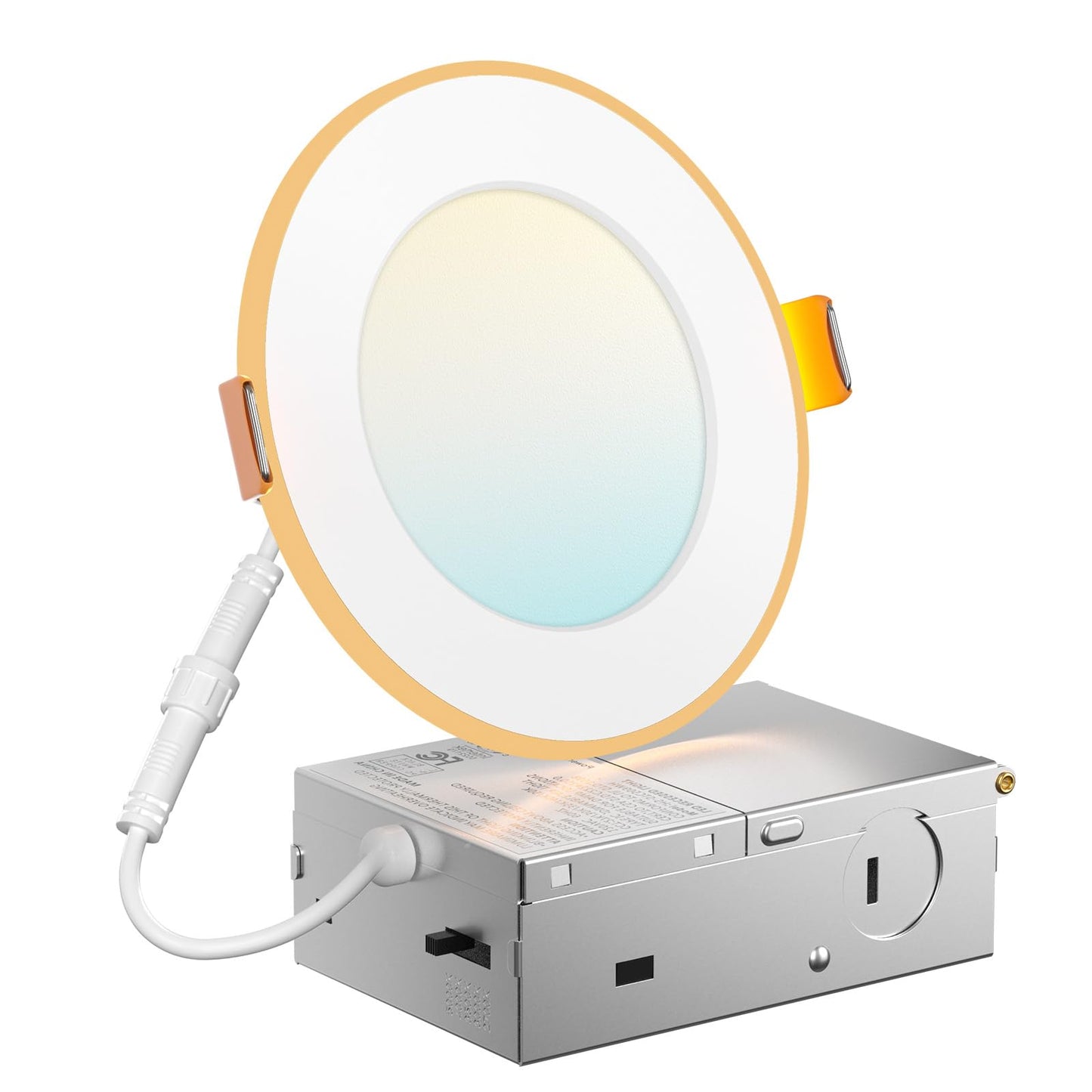 Amico 12 Pack 6 Inch 5CCT LED Recessed Ceiling Light with Night Light, 2700K/3000K/3500K/4000K/5000K Selectable Ultra-Thin Lighting, 12W=110W, 1100LM, Dimmable Canless Wafer Downlight ETL&FCC