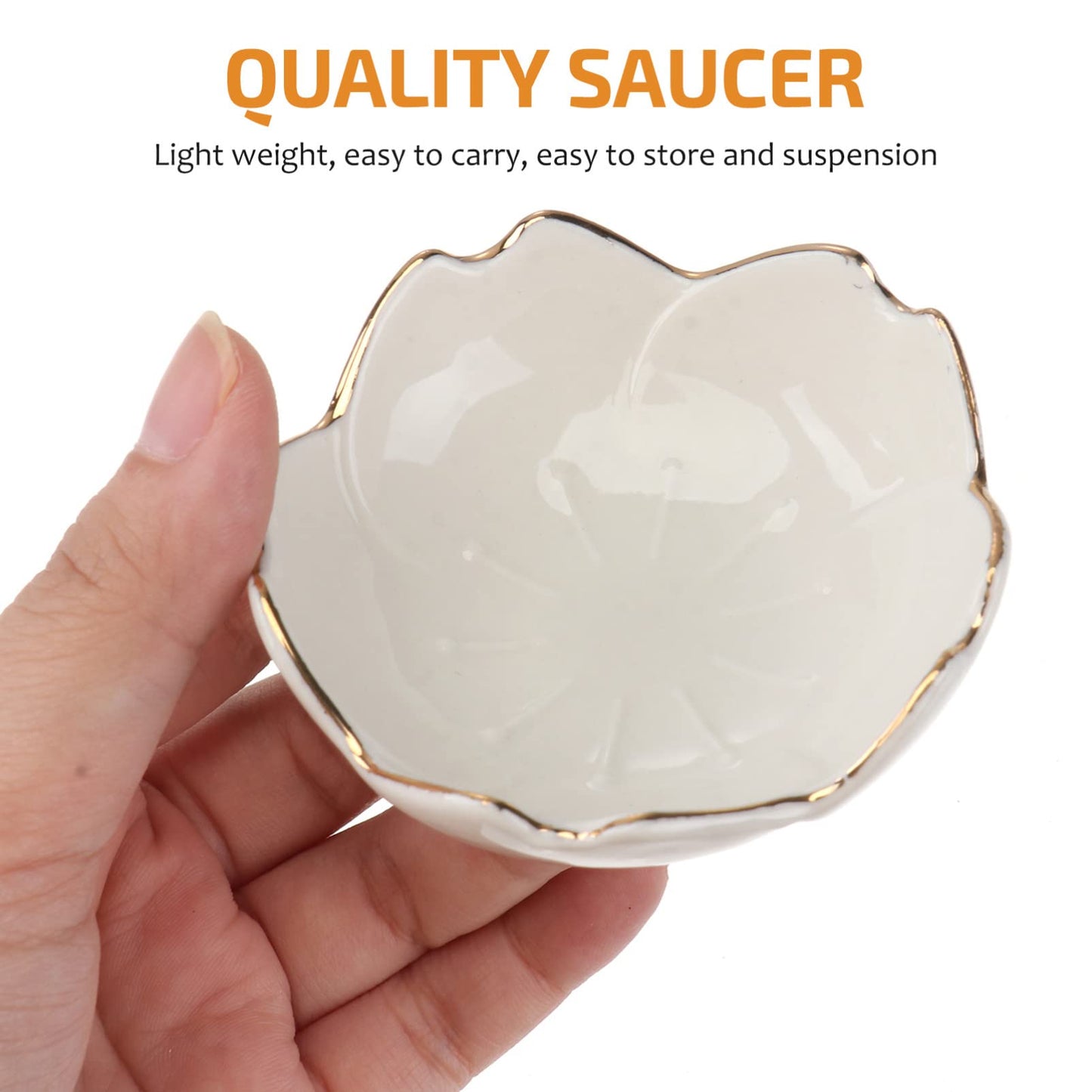 Yardwe Seasoning Dipping Bowl Set 2Pcs Porcelain Sauce Dishes 2.75 Inch Ceramic Condiment Plates for Kitchen Dining Bbq and Outdoor