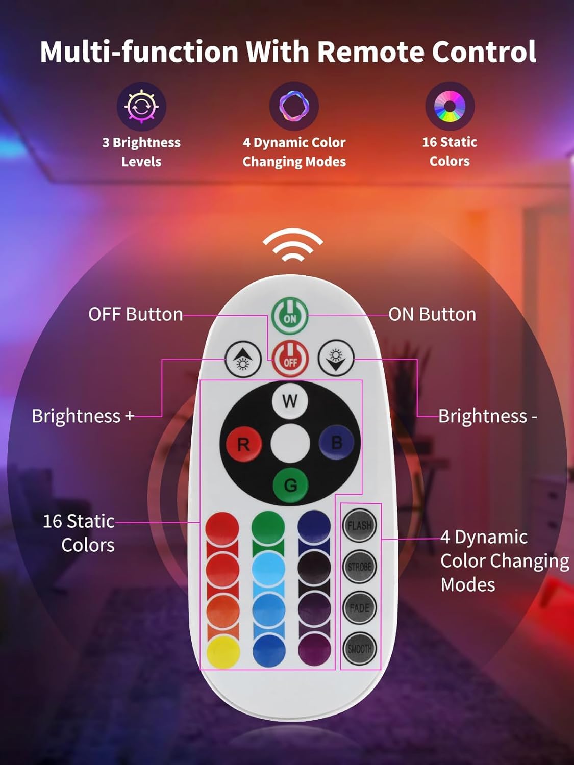 ZUCKEO LED Spot Lights Indoor RGB Up Lights with Remote, 120V 10W Uplighting Indoor Spotlight Plug in, 4.92FT Code Accent Flood Light Color Changing Landscape Lighting for Christmas Halloween(4Pack)