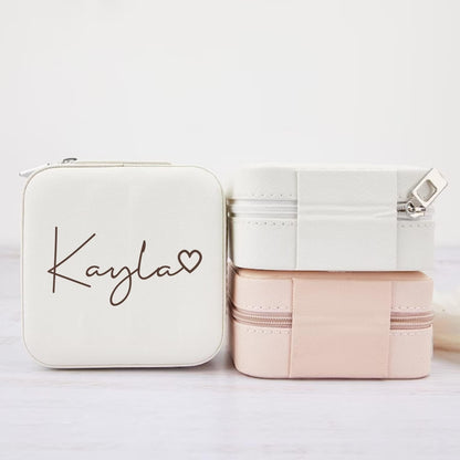 Corissy Personalized Jewelry Box for Women, Custom Travel Jewelry Case with Name and Birth Flower, Leather Jewelry Box for Rings, Earrings, Necklaces, Personalized Gifts for Women