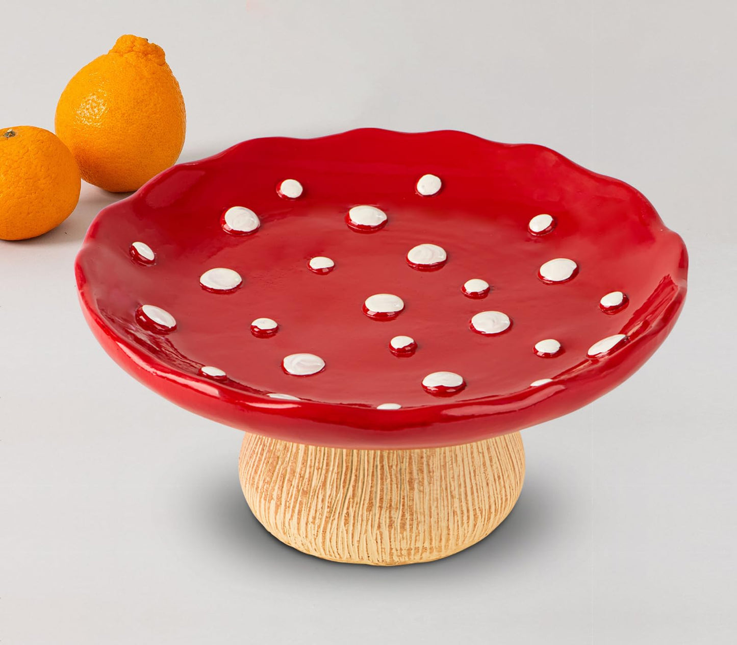dgudgu Mushroom Fruit Bowl For Kitchen Counter 10 Inch Fruit Holder Large fruitage Bowl Red Banana Basket For Kitchen Fruit Holder