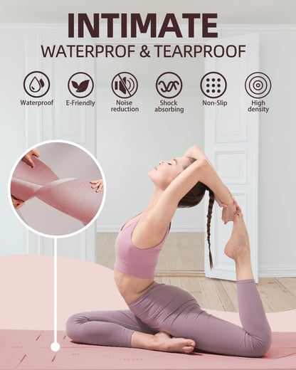 YOTTOY Yoga Mat, 72"x 32"x1/3" Extra Wide Non-Slip Exercise Fitness Yoga Mats,Eco-Friendly TPE Exercise Mats for Women Men Home Workout with Strap Bag