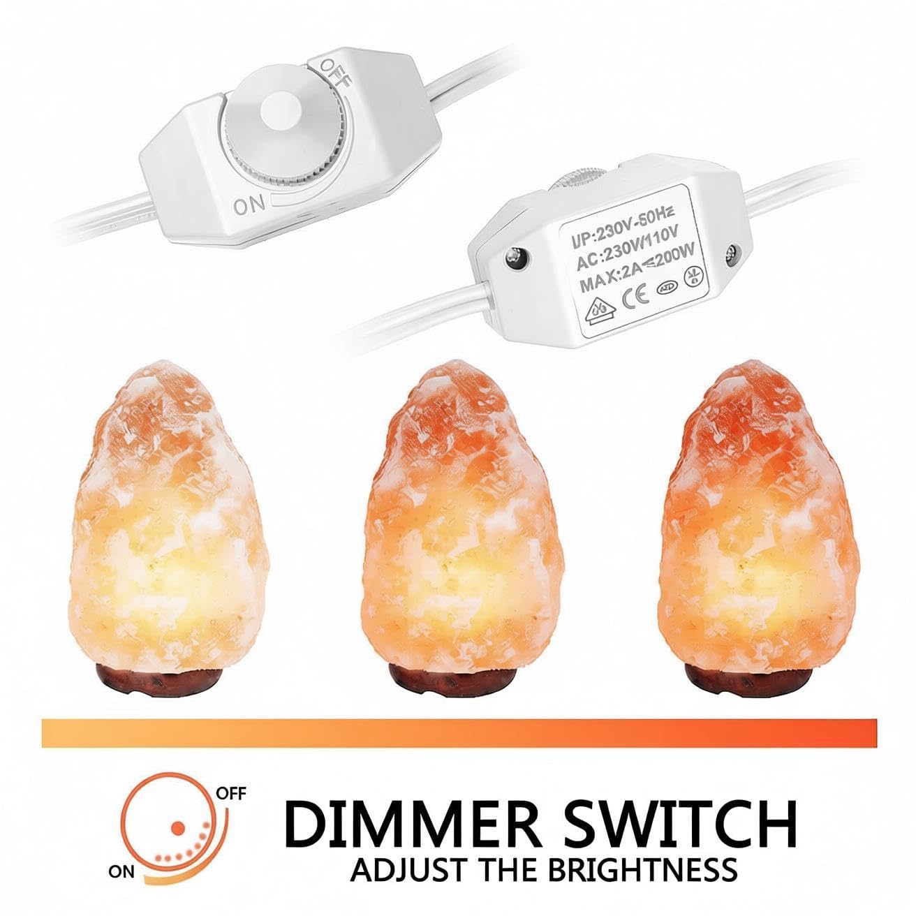 MMBGJKG Himalayan Salt Lamp Cord, with Dimmer Switch,Christmas Bulb,Salt Lamp Cord with Dimmer Control and Base Assembly,6 Feet,E12 Base for Himalayan Salt Lampsand with 2 Free 15W Bulbs (White)