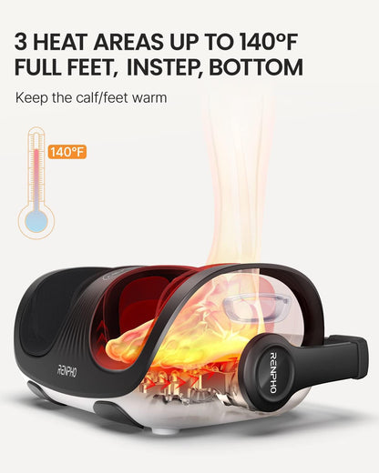 RENPHO Shiatsu Foot Massager with Heat, Foot and Calf Massager Focus on Feet Health, Deep Kneading Massage for Plantar Fasciitis Relief, Fits Size up to 14, Birthday Dad Men