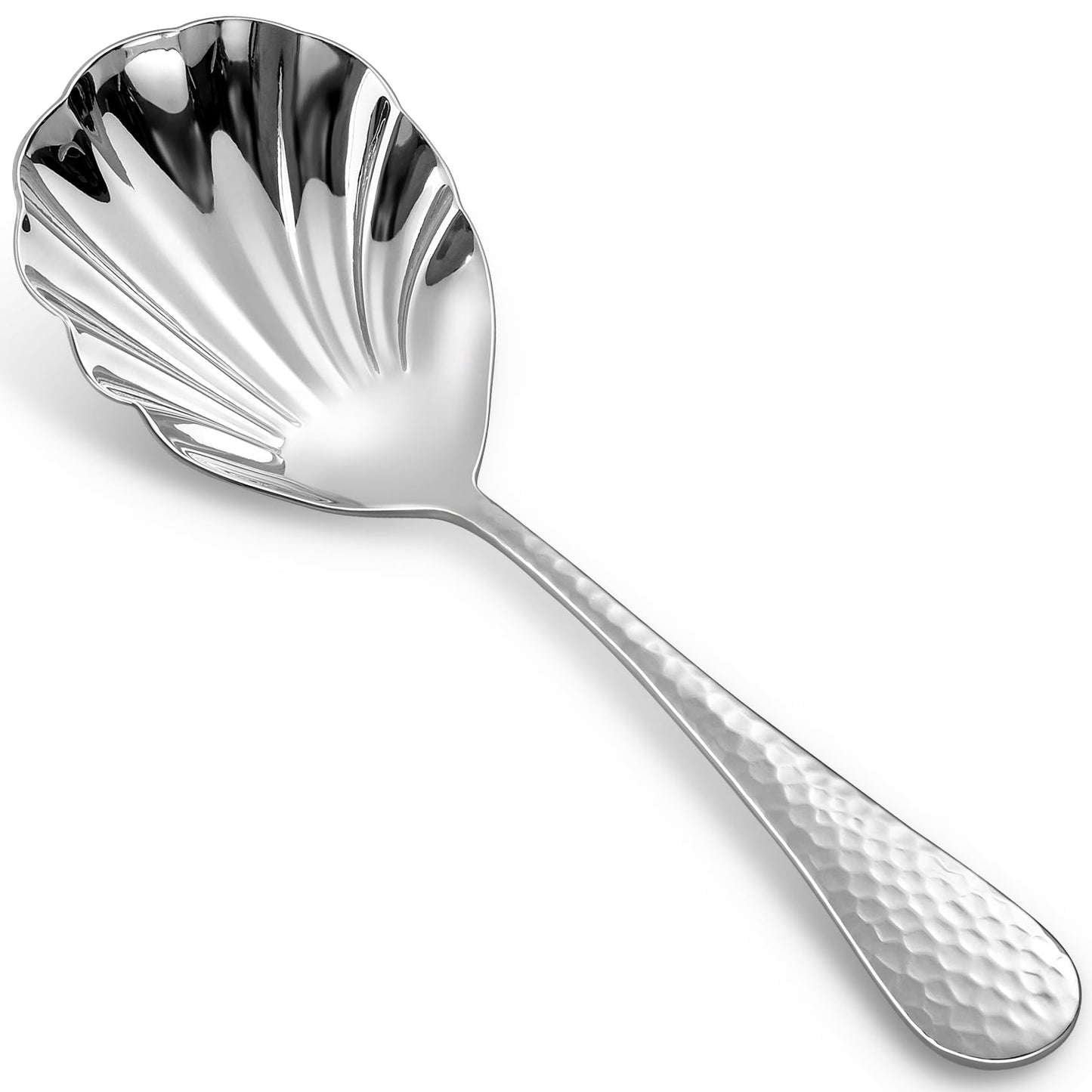 KEAWELL Premium 8.5" Hammered Vegetable Spoon – 18/10 Stainless Steel – Exquisite Blend of Elegance and Functionality – Dishwasher Safe