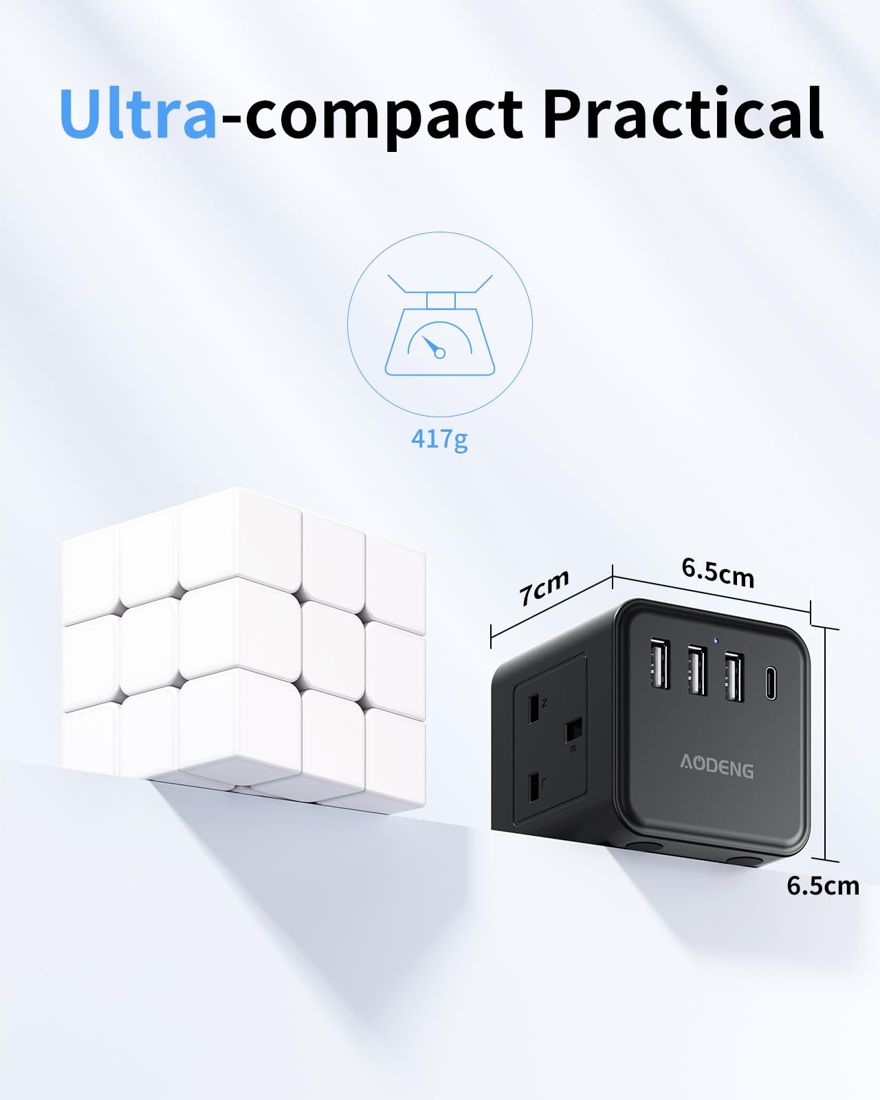 Extension Lead with 4 USB Slots, 4 Way (13A/3250W) Multi Plug Extension Cable, UK Desktop Power Extension Cord with Multi Socket, 1.5M Extension Cable (black, 1.5M)