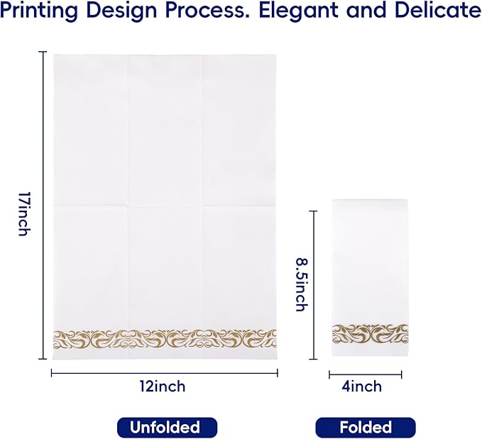 JOLLY CHEF 100 Disposable Hand Towels, Soft and Absorbent Linen Feel Dinner