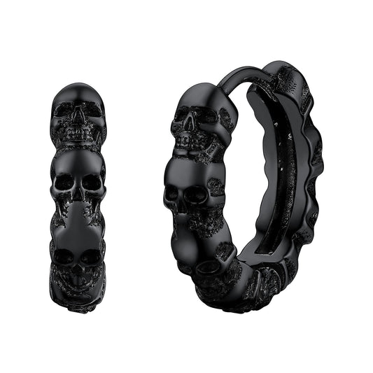 Richsteel Skull Hoop Earrings for Women & Men - Stainless Steel Gothic Jewelry, Edgy Skull Jewelry Earrings