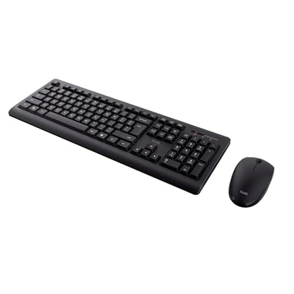 Trust Primo Wireless Keyboard and Mouse Set QWERTY UK Layout, Low Profile Keys, Spill-Resistant, One USB Receiver, Ambidextrous Wireless Mouse, Home Office Combo for PC Laptop Mac - Black