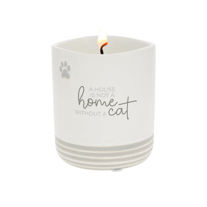 Pavilion Gift Company - Not A Home Without A Cat - 10oz Wax Reveal Secret Surprise Message Single-Wick Jasmine Scented Candle Mom Dad Pet Parent Housewarming Gift Animal Lover Rescue Present
