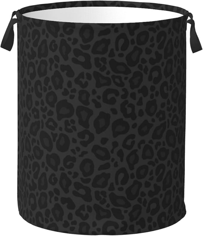 Black Leopard Print Laundry Hamper Bag