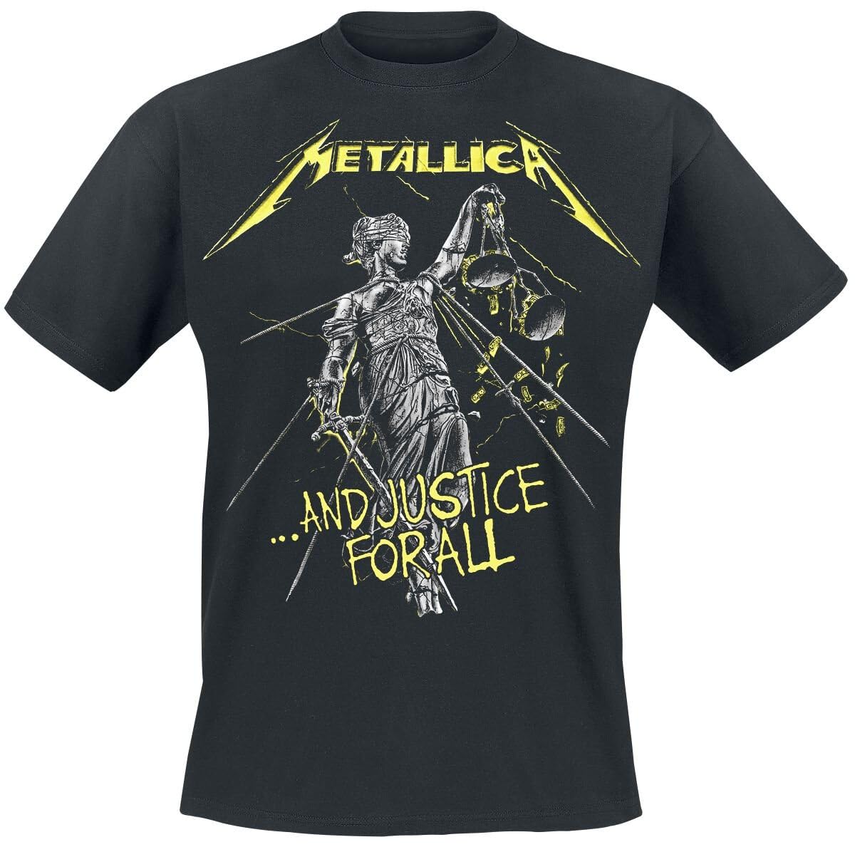Metallica Men's Justice for All Tracks BL_TS: L T-Shirt, Black (Black Black), Large (Size:Large)