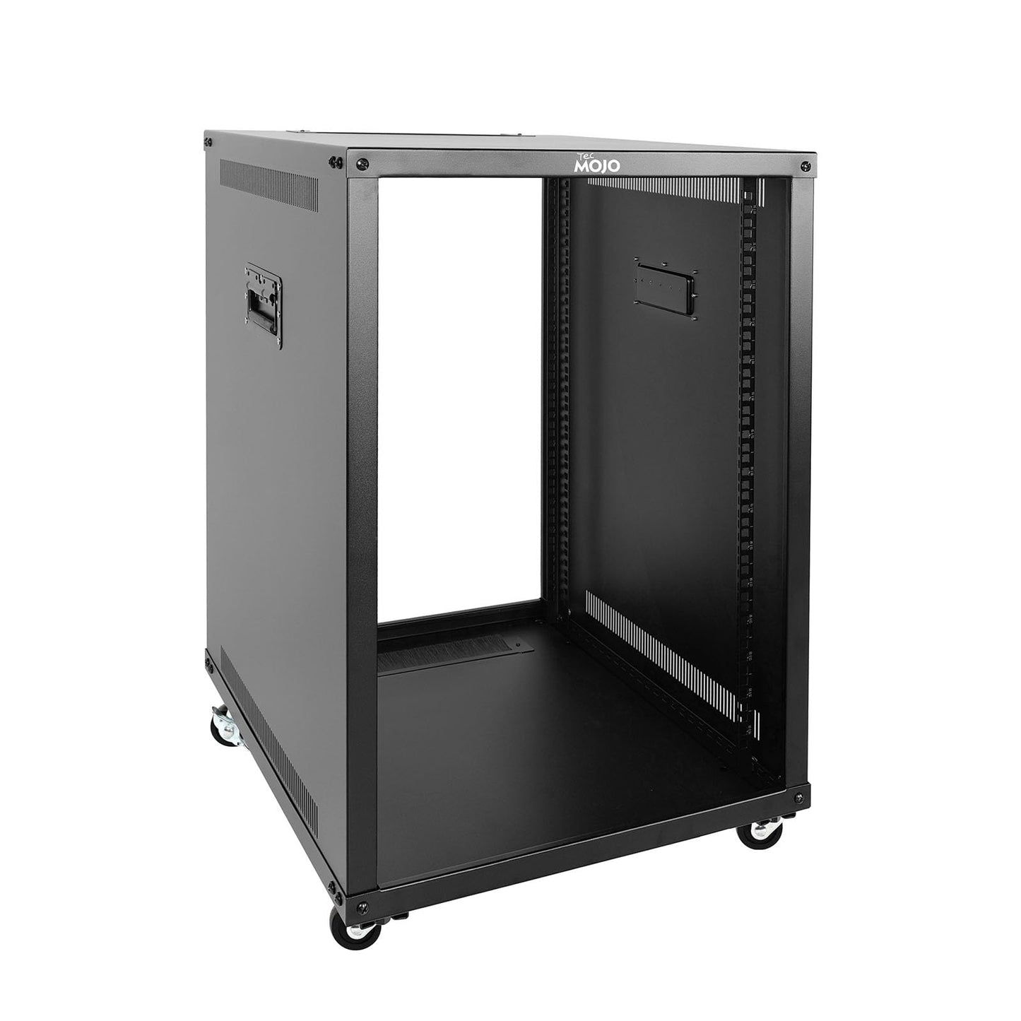 Tecmojo 15U Portable Rolling Network Rack, 4-Post Mobile Open Frame Server Rack with Wheels, Free Standing Server Cabinet for Computer/Data/AV/IT Equipment/Network Equipment