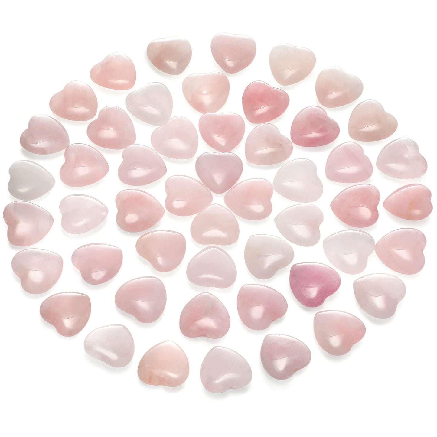 Gerrii 50 Pcs Heart Healing Stone Bulk Quartz Heart Inspirational Stones Gift for Women Love Pocket Polished Natural Energy Balancing Meditation 0.8 Inch(Rose Pink)