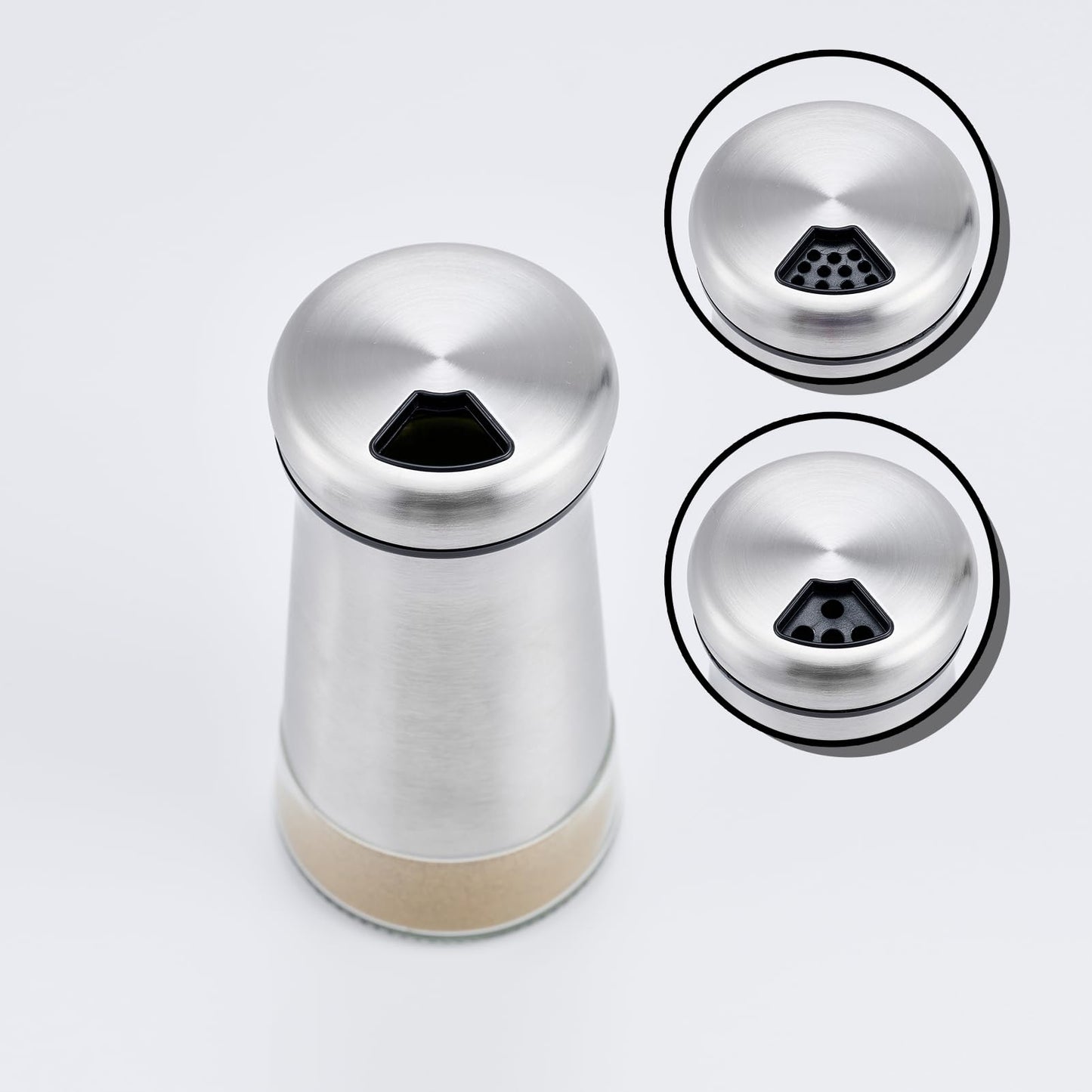Salt and Pepper Shakers 2pcs with Adjustable Pour Holes Stainless Steel Salt Shaker and Pepper Shaker