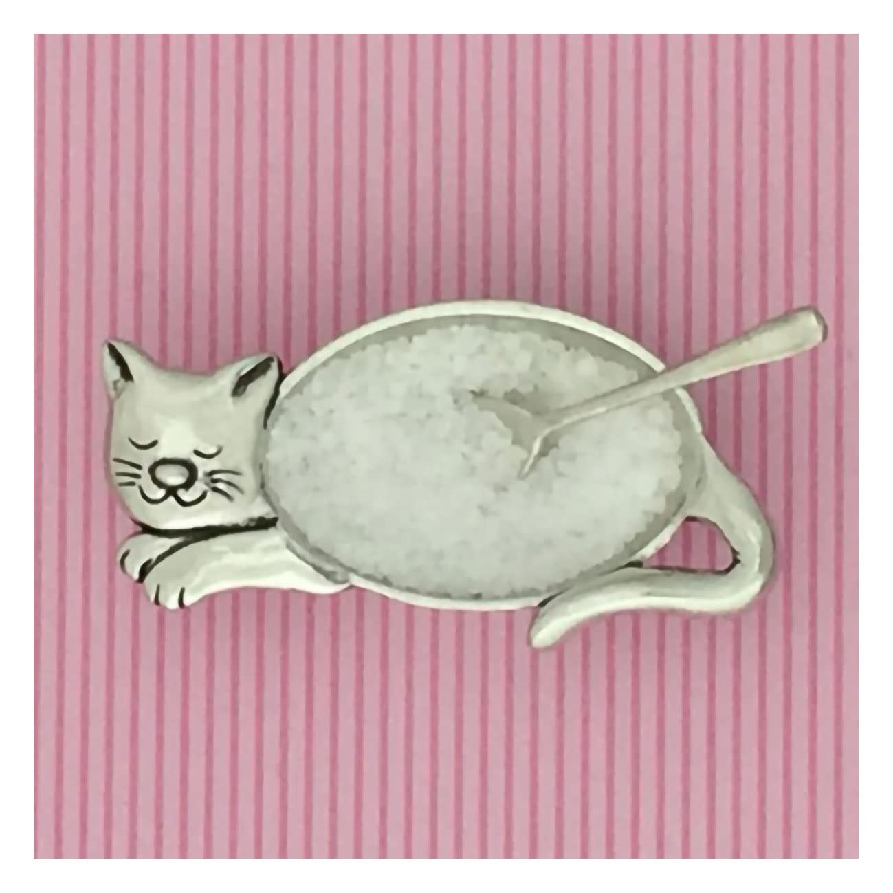 Basic Spirit Cat Salt Bowl with Spoon Pewter Cellar Container for Spices Snacks Side Dishes Pet Animal Lover Gift
