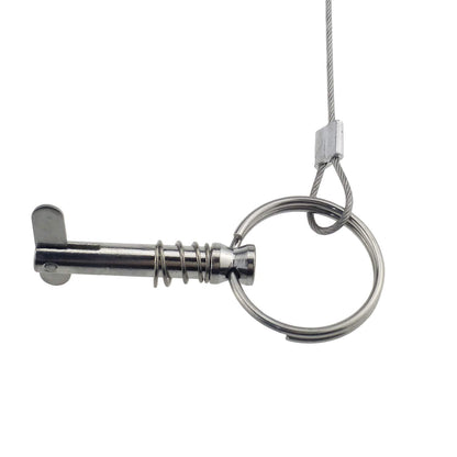 4 PCS Full 316 Stainless Steel Marine Hardware Quick Release Pin 1/4" Diameter w/Drop Cam & Spring - Lanyard Prevents Loss Bimini Top Pin with Free Fasterners