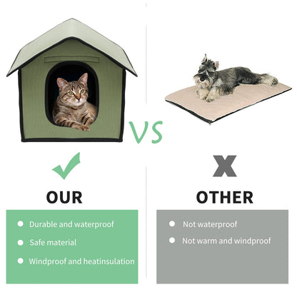Pet Outdoor Villa - Waterproof & Rainproof Dog & Cat House, Collapsible & Foldable Pet Shelter