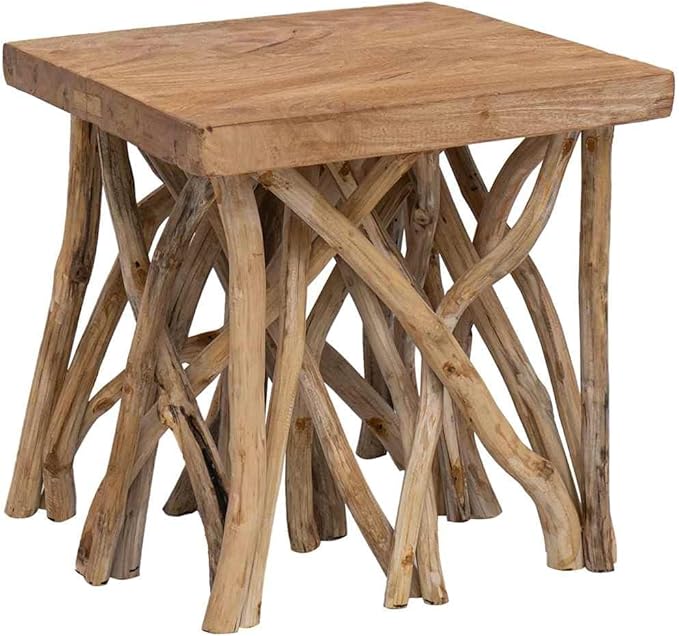 Coffee Table Brown Mixed Recycled Wood Small Rustic Living Room Table Durable