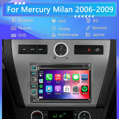 Car Radio Stereo CD DVD Wireless CarPlay Andriod Auto Navi with Camera SWC for Ford F150/F250/F350 2004-2014 /Mustang Edge Explorer Expedition E150 E250 /Mercury Milan/Lincoln Navigator Mark LT