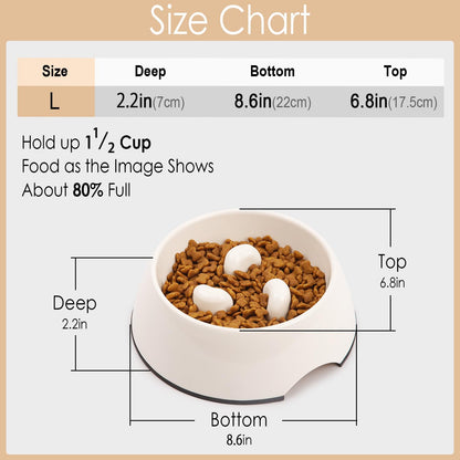 SuperDesign Slow Feeder Dog Bowls Cat Bowls- Anti-Gulping Puppy Slow Feeder Bowl for Dry Wet Raw Food Non-Slip Slow Feeder for Small Medium Large Breed