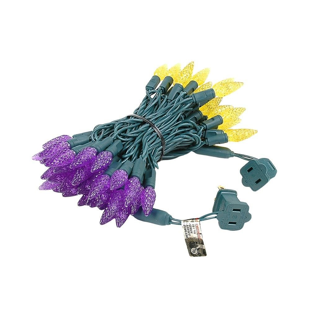 Novelty Lights 24FT 70 LED C6 LED Christmas String Lights, Commercial Grade LED String Lights, Permanent Christmas Lights, Outdoor Tree Decorations (Purple/Yellow)