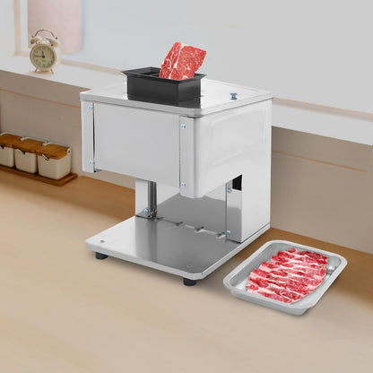 10mm Commercial Meat Silcer 1500W Electric Meat Cutter Machine Heavy Duty Meat Cuber Machine for Beef Turkey Chicken Pork and Fish 330.69Lbs/H (10mm/0.39in)
