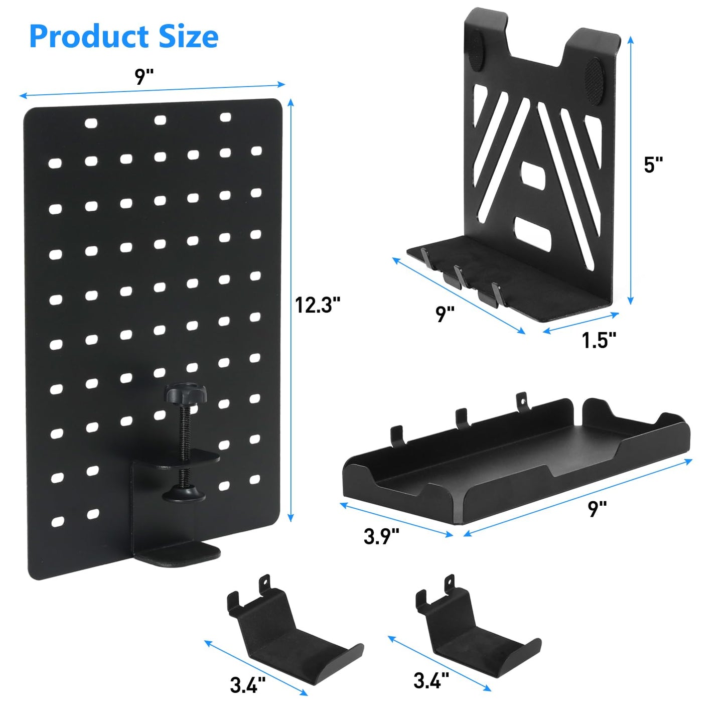 MAXECHO Desk Side Storage, Under Desk Laptop Mount, Table Side Hanging File Organizer, No Drill Clamp On Cable Management Tray, Laptop Holder with Magnetic Pen Holder for Office and Home, Load 22 Lbs