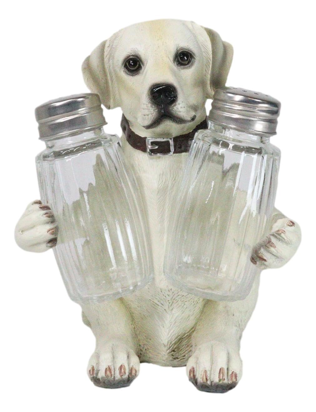 Ebros Pup And Spice Cute Wide Eyed Labrador Puppy Dog Hugging Glass Salt And Pepper Shakers Holder Figurine Whimsical Cartoon Pet Fawn Labradors Decor Statue