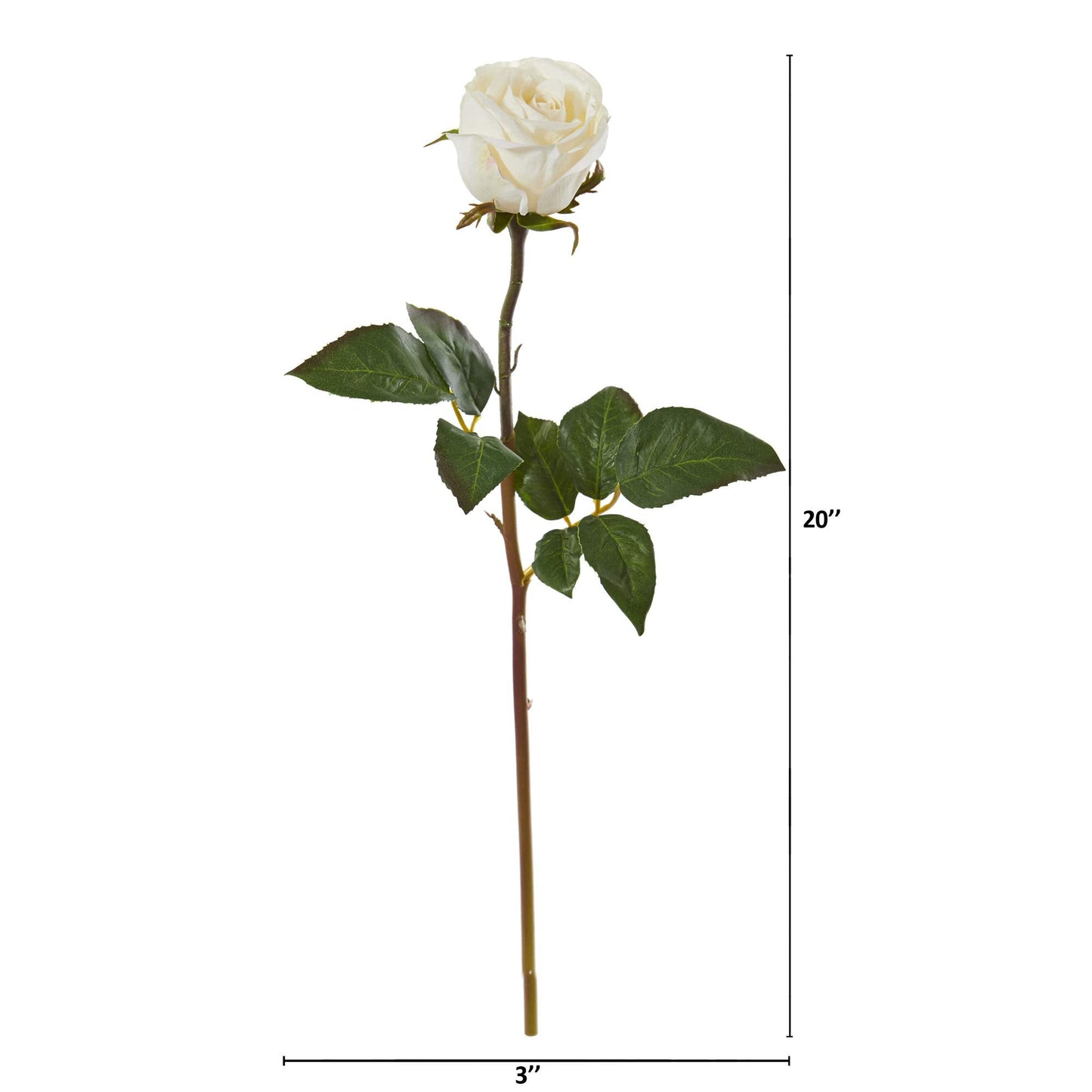 Nearly Natural 20in. Rose Artificial Bud (Set of 6) Silk Flowers, White