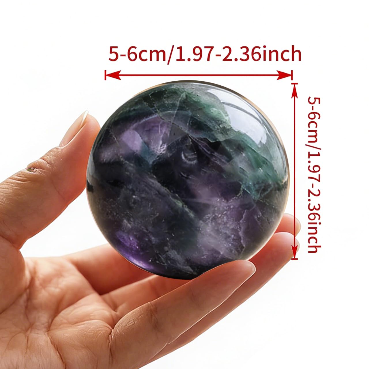 AierCrystal Natural Stone Crystal Sphere Feng Shui Home Decoration Ball Positive Energy Scrying Orb for Meditation Tool for Spiritual Space Purification Globe Diameter5-6cm Fluorite Sphere