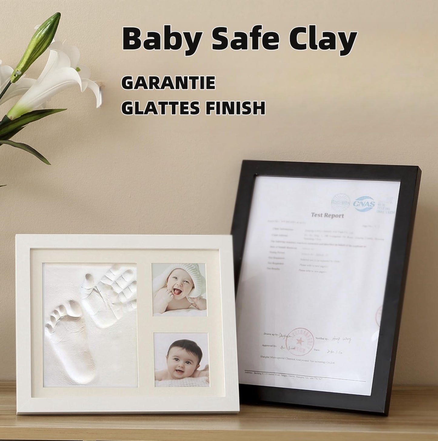 PewinGo Footprint & Handprint Clay Kit, Baby Photo Frame Kit for Newborn Baby Girls and Boys, Baby Shower Gifts,Baby Registry, New Parents Gift, Perfect Baby Memory and Nursery Room Decoration-WHITE