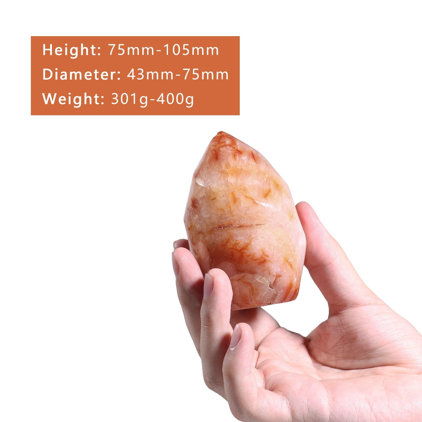 SUNYIK Natural Carnelian Flame Shaped Tower, Reiki Healing Crystal Obelisk Torch Collectible Rock for Positive Energy Home Office Decoration, 300-400g