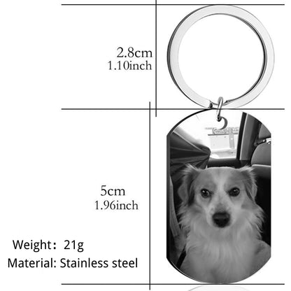Eletizy Customize Stainless Steel Keychain Personalized Photo Text Single & Double-sided Customization Pendant Dog Tag Photo Keychain (Engrave-2 Sides Photo)