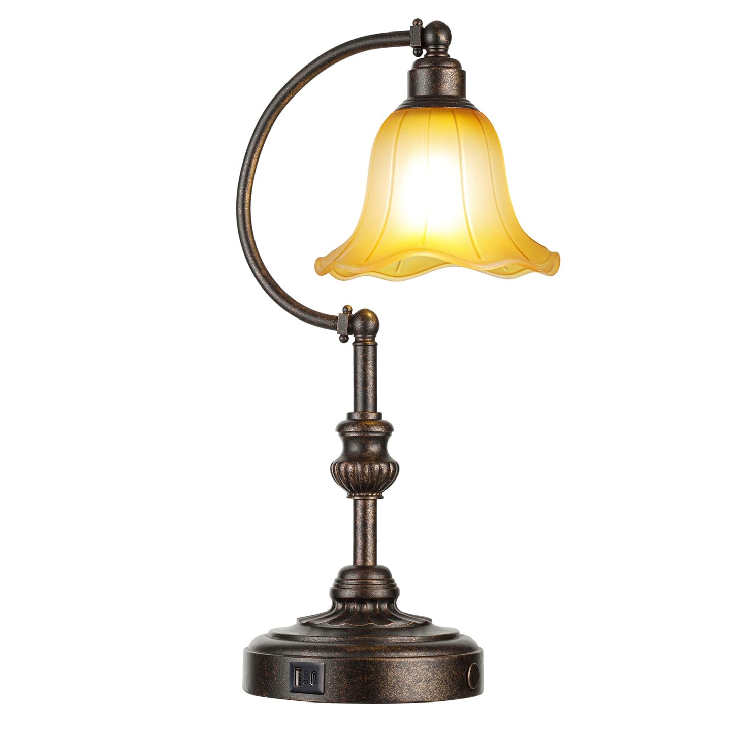 RORIA Touch Farmhouse Table Lamp for Living Room with USB C+A Ports