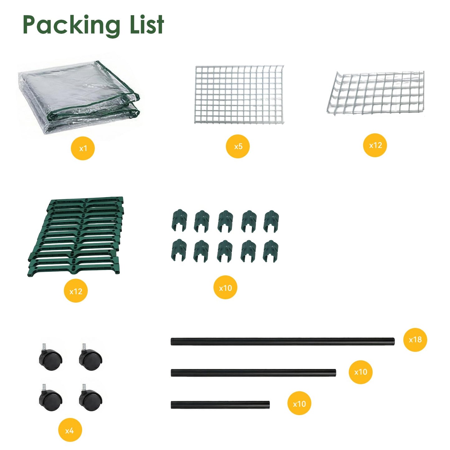 5 Tier Indoor Greenhouse with Grow Lights & Wheels & 2 Ventilation Windows , 36"x19"x70" Portable Green House Cabinet Kit with 5 Shelves Transparent PE Cover