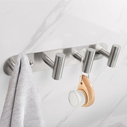 Vanloory Coat Hook Rack, Wall Mounted Rack with 4 Hooks, Heavy Duty Towel Rack Wall Hooks for Hanging Jacket, Stainless Steel Coat Hanger for Bathroom Entryway Mudroom (Brushed Nickel)