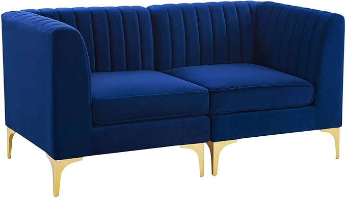 Modway EEI-4346-NAV Triumph Channel Tufted Performance Velvet Loveseat